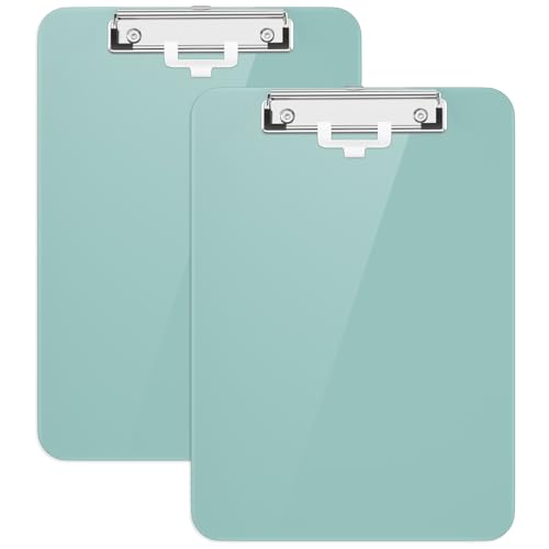 Hnogri Kunststoff-Klemmbrett 2er-Set, Standard A4 Letter Size Klemmbretter für Studenten, Büro und Frauen, Zwischenablage mit Stifthalter und Low Profile Clip, Größe 12,5 x 9 Zoll, (Grün) von Hnogri
