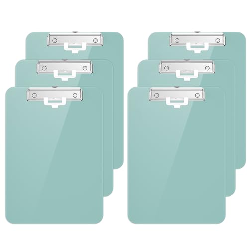 Hnogri Kunststoff-Klemmbrett 6er-Set, Standard A4 Letter Size Klemmbretter für Studenten, Büro und Frauen, Zwischenablage mit Stifthalter und Low Profile Clip, Größe 16,5 x 9 Zoll, (Grün) von Hnogri
