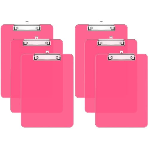 Hnogri Kunststoff-Klemmbrett 6er-Set, Standard A4 Letter Size Klemmbretter für Studenten, Büro und Frauen, Zwischenablage mit Stifthalter und Low Profile Clip, Größe 12,5 x 9 Zoll, (Rote) von Hnogri