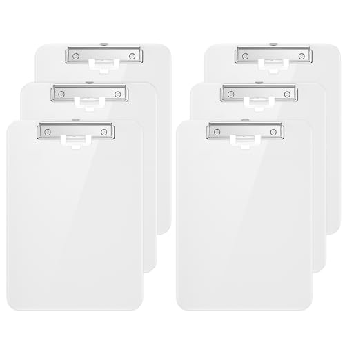 Hnogri Kunststoff-Klemmbrett 6er-Set, Standard A4 Letter Size Klemmbretter für Studenten, Büro und Frauen, Zwischenablage mit Stifthalter und Low Profile Clip, Größe 16,5 x 9 Zoll, (Weiß) von Hnogri