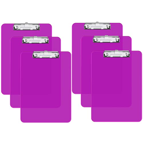 Hnogri Kunststoff-Klemmbrett 6er-Set, Standard A4 Letter Size Klemmbretter für Studenten, Büro und Frauen, Zwischenablage mit Stifthalter und Low Profile Clip, Größe 12,5 x 9 Zoll, (lila) von Hnogri