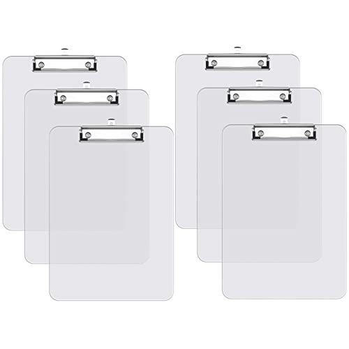 Hnogri Kunststoff-Klemmbrett 6er-Set, Standard A4 Letter Size Klemmbretter für Studenten, Büro und Frauen, Zwischenablage mit Stifthalter und Low Profile Clip, Größe 12,5 x 9 Zoll, (sauber) von Hnogri