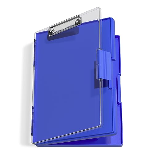 Hnogri Kunststoff-Klemmbrett mit Aufbewahrung, Heavy-Duty Klemmbrett mit Dual Compartment Storage, glatte Schreiben fr Arbeit, Schulbedarf (Blau) von Hnogri