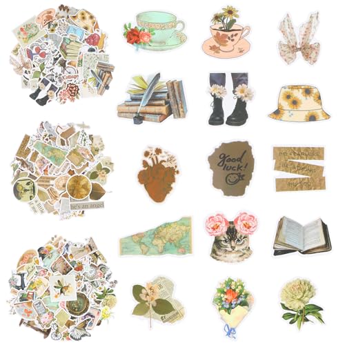 150 Stück Vintage Aufkleber, Scrapbook-ästhetische Aufkleber Scrapbooking Zubehör für DIY Journaling, Wasserfeste Vinyl Aufkleber Sticker Aesthetic für Wasserflaschen Scrapbooking Laptops 150 Stück Vintage Aufkleber, Scrapbook-ästhetische Aufkleber Scrapbooking Zubehör für DIY Journaling, Wasserfeste Vinyl Aufkleber Sticker Aesthetic für Wasserflaschen Scrapbooking Laptops von Hnonoxy