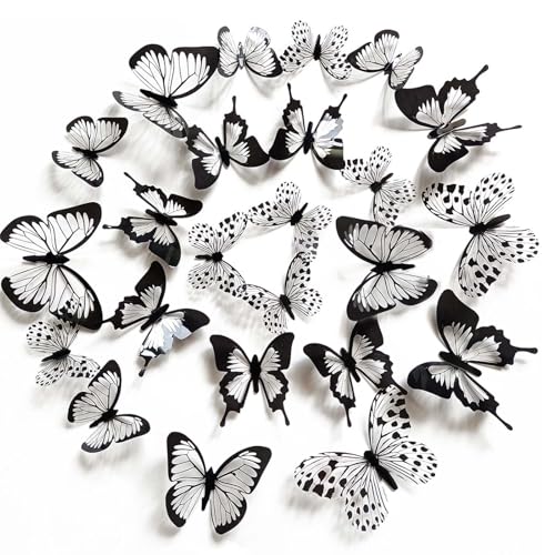 24 Stück Schmetterling Wandaufkleber, 3D Schmetterlinge Wandtattoos, Abnehmbar Butterfly Wanddeko Schwarz Schmetterling Dekoration Wandaufkleber, für Wohnung Raumdekoration Party Tortendeko Hochzeit 24 Stück Schmetterling Wandaufkleber, 3D Schmetterlinge Wandtattoos, Abnehmbar Butterfly Wanddeko Schwarz Schmetterling Dekoration Wandaufkleber, für Wohnung Raumdekoration Party Tortendeko Hochzeit von Hnonoxy