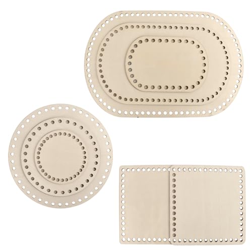 8 Stück Kreise, Quadrate und Ovale Naturholzkorbboden,Naturholzkorbboden Set,Korbboden zum Häkeln,DIY Korbboden Set für DIY-Weihnachtskörbe zum Flechten (10/15/20/25/30 cm) von Hnonoxy