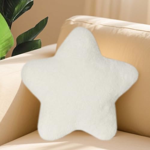 Hnonoxy Kleines Sternkissen, Weiche Flauschige Sternenkissen,Warmes Sternplüschkissen für Kinder, Dekorative Sitzgelegenheiten für Wohnzimmer, Schlafzimmer, Bürokissen (Weiß) von Hnonoxy