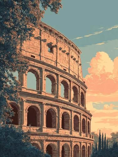 Malen Nach Zahlen Erwachsene Architektur Malen Nach Zahlen Baum Kreativ set für Erwachsene Paint by Numbers DIY Pinsel und Acrylfarben Leinwand Ölgemälde für Room Decor, Ohne Rahmen (20x30cm) S-527 von Hnxaamlg