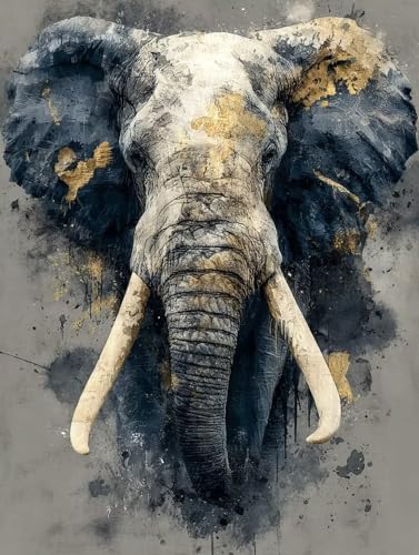 Malen Nach Zahlen Erwachsene Elefant Malen Nach Zahlen Kinder Tier Paint by Numbers mit Hochauflösende Leinwand DIY Basteln Erwachsene Set Handgemalt Ölgemälde Home Decor 90x120cm (ohne Rahmen) S-368 von Hnxaamlg