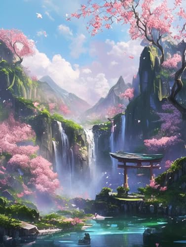 Malen Nach Zahlen Erwachsene Fallen Malen Nach Zahlen Kinder Landschaft Paint by Numbers mit Hochauflösende Leinwand DIY Basteln Erwachsene Set Ölgemälde für Home Decor 90x120cm (ohne Rahmen) S-502 von Hnxaamlg