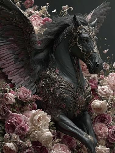 Malen Nach Zahlen Erwachsene Pferd Malen Nach Zahlen FlüGel Kreativ set für Erwachsene Paint by Numbers DIY Pinsel und Acrylfarben Leinwand Ölgemälde für Home Room Decor, Ohne Rahmen (70x90cm) S-501 von Hnxaamlg