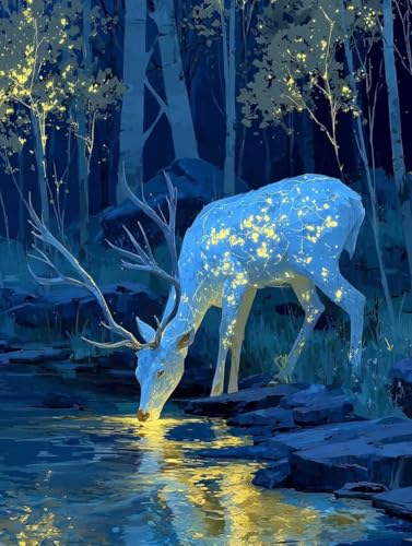 Malen Nach Zahlen Erwachsene Reh Malen Nach Zahlen Kinder Baum Paint by Numbers mit Hochauflösende Leinwand DIY Basteln Erwachsene Set Handgemalt Ölgemälde für Home Decor 40x50cm (ohne Rahmen) S-528 von Hnxaamlg