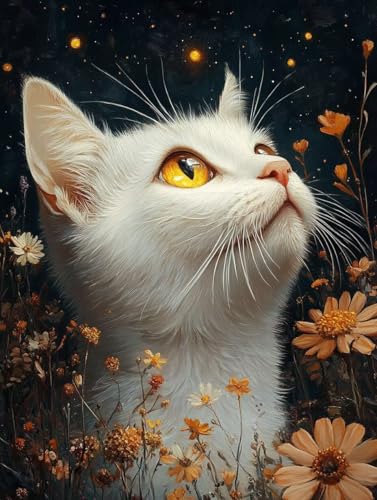 Malen Nach Zahlen Erwachsene Tier Malen Nach Zahlen Katze Kreativ set für Erwachsene Paint by Numbers DIY Pinsel und Acrylfarben Leinwand Ölgemälde für Home Room Decor, Ohne Rahmen (80x110cm) S-363 von Hnxaamlg