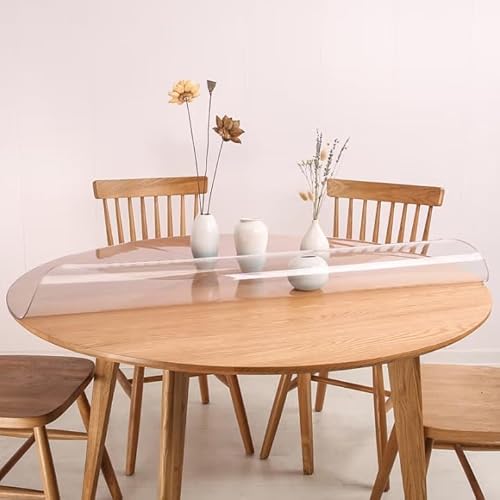 Transparente PVC-Tischabdeckung, runde Kunststoff-Tischabdeckung, langlebiger Schreibtischschutz, runder Esstisch, runde Tischunterlage (2 mm Dicke, Durchmesser: 107 cm) von HoSwag