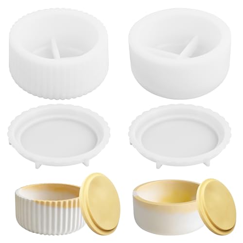 2 Stück Silikonform Epoxidharz Dosen, DIY Aufbewahrungsbox Gips Silikon Formen Gießformen mit Deckel, Runde Silikonformen Kerzenhalter, Kunstharzformen für Handwerk Blumentöpfe Vorratsgefäß 2 Stück Silikonform Epoxidharz Dosen, DIY Aufbewahrungsbox Gips Silikon Formen Gießformen mit Deckel, Runde Silikonformen Kerzenhalter, Kunstharzformen für Handwerk Blumentöpfe Vorratsgefäß von HoaaiGo