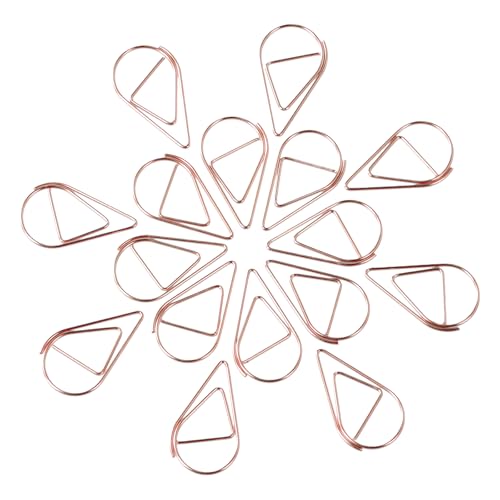 200 Stück Büroklammern, Büroklammern Wasser Tropfen Form, Paper Clips Set, Briefklammern, Papierklammern Klein Metall, Schule Büro Papier Briefklammern Basteln Diy Handwerk (Roségold) von HoaaiGo