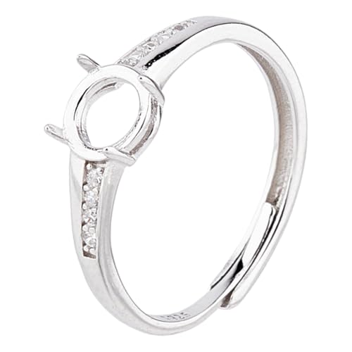 Hobbspring 1 Stück 925 Krallenringe Aus Sterlingsilber 4 Krallenfassungen Für Krallenringe Verstellbare CZ Ringbasis Blanke Platin Fingerringkomponenten Für DIY Ringfundamente Schmuckherstellung von Hobbspring