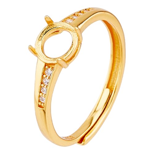 Hobbspring 1 Stück 925 Krallenringe Aus Sterlingsilber Verstellbarer CZ Ringsockelrohling 4 Krallenringfassungen Goldene Fingerringkomponenten Für DIY Ringfundamente Schmuckherstellung von Hobbspring