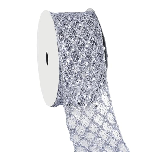 Hobbspring 10 Yards Silber Drahtband Glitzer Diamantgitter Mesh Glitzerband Web Metallic Weihnachtsdekoration Geschenkverpackung Bastelzubehör von Hobbspring