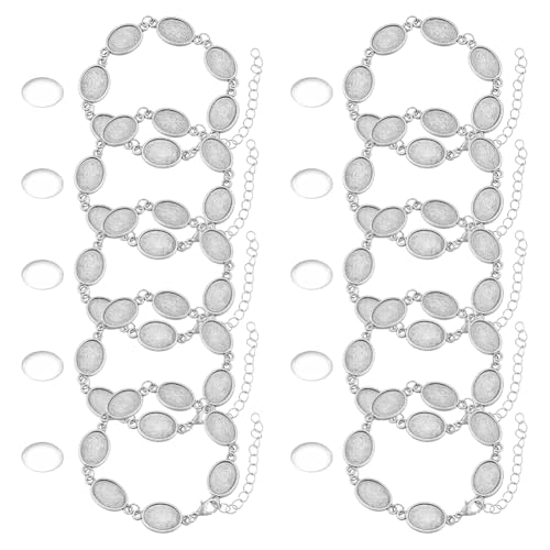 Hobbspring 10Pcs Oval Blank Lünette Armbänder Armband Lünette Einstellungen mit 50Pcs Glas Cabochons Platin DIY Blank Kuppel Armband für Braceltes Schmuck machen DIY Handwerk Hobbspring 10Pcs Oval Blank Lünette Armbänder Armband Lünette Einstellungen mit 50Pcs Glas Cabochons Platin DIY Blank Kuppel Armband für Braceltes Schmuck machen DIY Handwerk von Hobbspring