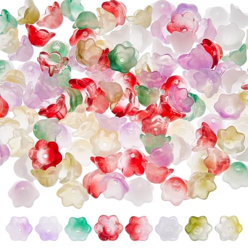 Hobbspring 120 Stück Glasblumenperlen 8 Farben Lampwork Trompetenblumen Abstandshalter Lose Perlen Bunte Trompeten Abstandshalter Perlenkappen Für Die Herstellung von Schmuck Und Halsketten Hobbspring 120 Stück Glasblumenperlen 8 Farben Lampwork Trompetenblumen Abstandshalter Lose Perlen Bunte Trompeten Abstandshalter Perlenkappen Für Die Herstellung von Schmuck Und Halsketten von Hobbspring