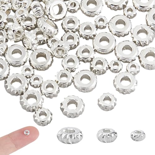 Hobbspring 120 Stück Rondell Abstandshalterperlen 3 Stile 925 Sterling Silber Plattierte Abstandshalterperlen Glatte Gewellte Messing Lose Perlen Für Die Herstellung von Schmuck Halsketten Armbändern Hobbspring 120 Stück Rondell Abstandshalterperlen 3 Stile 925 Sterling Silber Plattierte Abstandshalterperlen Glatte Gewellte Messing Lose Perlen Für Die Herstellung von Schmuck Halsketten Armbändern von Hobbspring