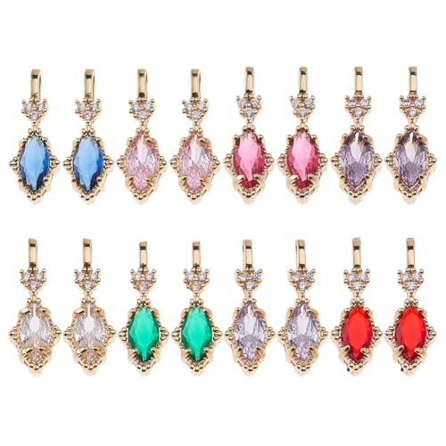 Hobbspring 16 Stück 8 Farben Facettierte Glasanhänger In Rhombus Zirkonia Kristall Rhombusanhänger Messinganhänger Mit Biegering Für DIY Armbänder Halsketten Ohrringe Schmuckherstellung Hobbspring 16 Stück 8 Farben Facettierte Glasanhänger In Rhombus Zirkonia Kristall Rhombusanhänger Messinganhänger Mit Biegering Für DIY Armbänder Halsketten Ohrringe Schmuckherstellung von Hobbspring
