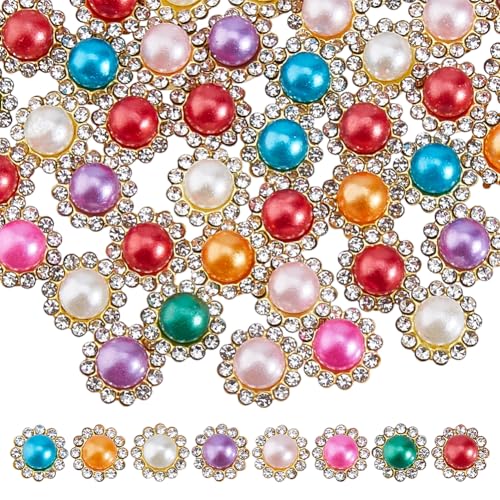 Hobbspring 160 Stück Perlen Zum Aufnähen Strasssteine Blumenklauenperlen Metallbasis Kunststoff Goldfarbene Flache Rückseite Glänzende Kristalle Strasssteine Zum Basteln von Kleidung Schuhen Hüten von Hobbspring