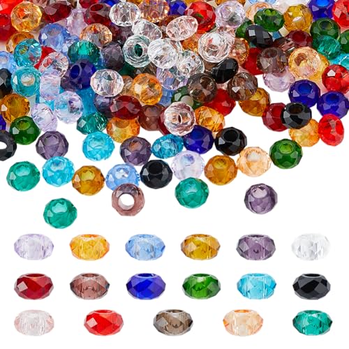Hobbspring 170 Stück Glasperlen Europäische Perlen Mit Großem Loch 14x8mm Facettierte Rondell Glasperlen 17 Farben Ohne Metallkern Abstandsperlen Rondell Schiebe Charm Perlen Zur Schmuckherstellung Hobbspring 170 Stück Glasperlen Europäische Perlen Mit Großem Loch 14x8mm Facettierte Rondell Glasperlen 17 Farben Ohne Metallkern Abstandsperlen Rondell Schiebe Charm Perlen Zur Schmuckherstellung von Hobbspring