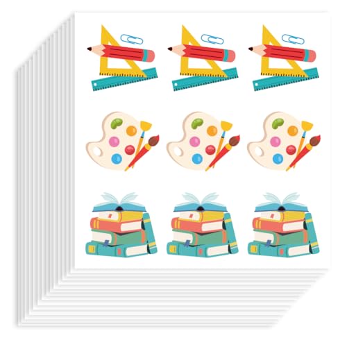 Hobbspring 180 Stück Schulaufkleber 90x90mm Selbstklebendes Papier Dekorative Aufkleber Bleistifte Buntstifte Farben Lineale Bücher Planer Aufkleber Für Partys Kalender Tagebücher Basteln Dekor von Hobbspring