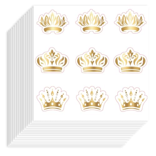 Hobbspring 180 Stück Selbstklebende Dekorative Papieraufkleber 90x90mm Goldene Kronen Abziehbilder Wasserfeste Dekorative Aufkleber Für Scrapbook Kalender Tagebücher Basteln Wrap Flaschendekoration von Hobbspring
