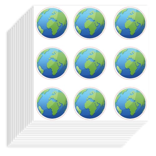 Hobbspring 180 Stück Selbstklebende Dekorative Papieraufkleber 90x90mm Wasserfest Erdaufkleber Planet Erde Planeraufkleber Für Scrapbook Kalender Tagebücher Basteln Umschläge Einladungen Taschendekor von Hobbspring