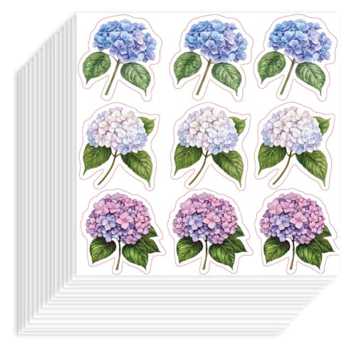 Hobbspring 180 Stück Selbstklebende Dekorative Papieraufkleber 90x90mm Wasserfest Hortensienaufkleber Hortensienblüten Planeraufkleber Für Scrapbook Kalender Basteln Umschläge Wrap Karten Taschendekor von Hobbspring