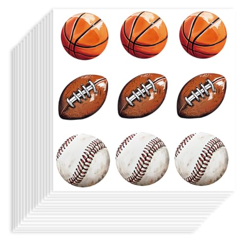 Hobbspring 180 Stück Selbstklebende Dekorative Papieraufkleber 90x90mm Wasserfest Sportball Aufkleber Baseball Basketball Volleyball Planer Aufkleber Für Scrapbook Kalender Einladungen Tasche Dekor von Hobbspring