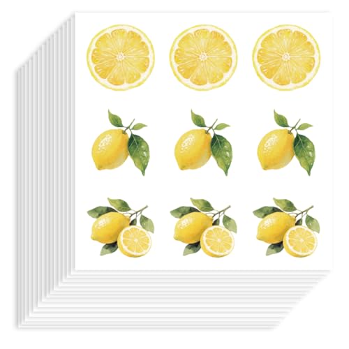 Hobbspring 180 Stück Zitronen Selbstklebende Aufkleber 90x90mm Selbstklebendes Papier Dekorative Aufkleber Wasserfest Zitronenscheiben Planer Aufkleber Für Scrapbook Kalender Tagebücher Basteln Dekor von Hobbspring