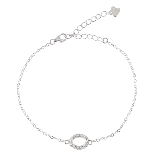 Hobbspring 1pc solide 925 Sterling Silber Lünette Armbands Platin-Ton Cabochon Prong Lünetten Armband Einstellungen Armband Lünette Einstellung mit ovalen Open Back Tray Hobbspring 1pc solide 925 Sterling Silber Lünette Armbands Platin-Ton Cabochon Prong Lünetten Armband Einstellungen Armband Lünette Einstellung mit ovalen Open Back Tray von Hobbspring
