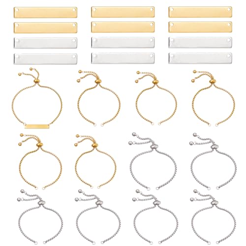 Hobbspring 2 Farben Gravierbare Armbänder DIY Set Einschließlich 12 Stück Rechteckigen Edelstahlverbindern 12 Stück Schiebearmbändern Und Offenen Biegeringen Für Die Armband Laserherstellung Hobbspring 2 Farben Gravierbare Armbänder DIY Set Einschließlich 12 Stück Rechteckigen Edelstahlverbindern 12 Stück Schiebearmbändern Und Offenen Biegeringen Für Die Armband Laserherstellung von Hobbspring
