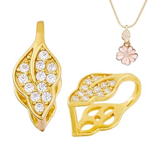 Hobbspring 2 Stück 18 Karat Vergoldete Klemmbügelverschlüsse 925 Blattverbinder Aus Sterlingsilber Anhänger Charm Eispickel Klemmbügelverschlüsse Für Halsketten Armbänder DIY Schmuckherstellung von Hobbspring