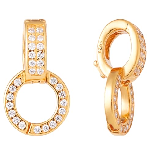 Hobbspring 2 Stück 925 Anhängerverschlüsse Aus Sterlingsilber Goldener Zirkonia Doppelte Bügelverschlüsse Armband Verlängerungsverschluss Verbindungsstück Dekor Für Halsketten Schmuckherstellung von Hobbspring