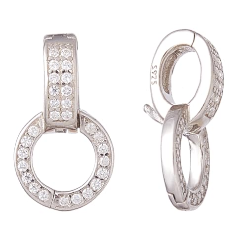 Hobbspring 2 Stück 925 Anhängerverschlüsse Aus Sterlingsilber Platin Zirkonia Doppelbügelverschlüsse Armbandverlängerungsverschluss Verbindungsstück Dekor Für Halsketten Armbänder Schmuckherstellung von Hobbspring