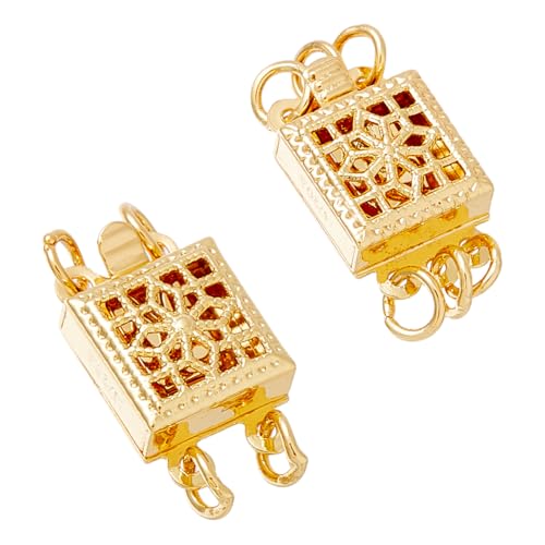 Hobbspring 2 Stück Mehrere Ketten Layering Verschluss 2/3 Stränge Ketten Layering Verschluss 14 Karat Vergoldete Separator Halsketten-Schichtverschluss-Trenner für Halskettenfundstücke von Hobbspring