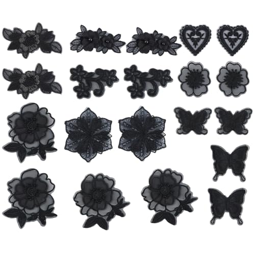 Hobbspring 20 Stück Blumenapplikationen Schwarze Spitze Bestickte Blumen Aufnäher 10 Stile Bügel und Nähapplikationen Blumen Schmetterling Herz Designs Kostümzubehör für Kleidung Hüte Schuhe Taschen Hobbspring 20 Stück Blumenapplikationen Schwarze Spitze Bestickte Blumen Aufnäher 10 Stile Bügel und Nähapplikationen Blumen Schmetterling Herz Designs Kostümzubehör für Kleidung Hüte Schuhe Taschen von Hobbspring