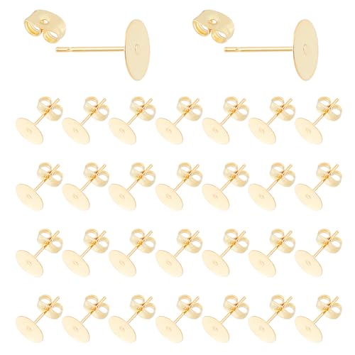 Hobbspring 200 Set Goldene Ohrstecker Und Verschlüsse 8mm 304 flache Runde Ohrstecker Aus Edelstahl Mit Schmetterlings Ohrverschlüssen 24 Karat Vergoldete Blanke Ohrstecker Zur Herstellung von Ohrring Hobbspring 200 Set Goldene Ohrstecker Und Verschlüsse 8mm 304 flache Runde Ohrstecker Aus Edelstahl Mit Schmetterlings Ohrverschlüssen 24 Karat Vergoldete Blanke Ohrstecker Zur Herstellung von Ohrring von Hobbspring