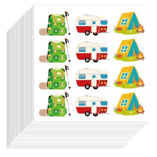 Hobbspring 240 Stück Camping Aufkleber 25mm Selbstklebendes Papier Dekorative Aufkleber Wasserdicht Für Zelt Rucksack Planer Aufklebers Für Party Geschenk Scrapbook Kalender Basteln Dekoration von Hobbspring