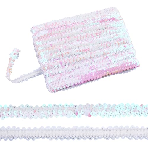 Hobbspring 25 Yards Elastische Paillettenborte Weißes Paillettenband 18mm Flache Pailletten Glitzernde Paillettenborte 2 Reihige Metallische Paillettenborte Zum Nähen Besatz Kleiderverzierungen Hobbspring 25 Yards Elastische Paillettenborte Weißes Paillettenband 18mm Flache Pailletten Glitzernde Paillettenborte 2 Reihige Metallische Paillettenborte Zum Nähen Besatz Kleiderverzierungen von Hobbspring