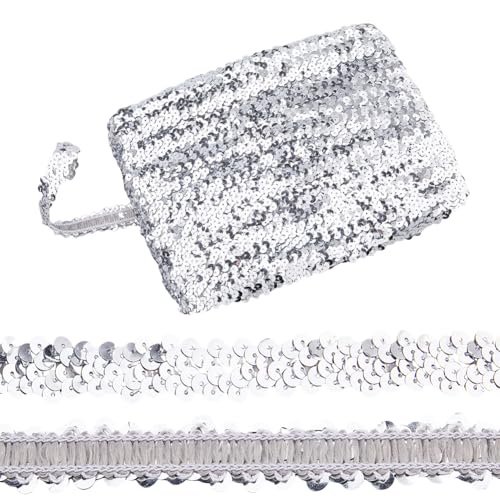 Hobbspring 25 Yards Elastischer Paillettenbesatz Silbernes Paillettenband 18mm Flache Pailletten Glitzernde Paillettenbesatz 2 Reihiger Metallischer Paillettenbesatz Zum Nähen Besatz Kleiderverzierung Hobbspring 25 Yards Elastischer Paillettenbesatz Silbernes Paillettenband 18mm Flache Pailletten Glitzernde Paillettenbesatz 2 Reihiger Metallischer Paillettenbesatz Zum Nähen Besatz Kleiderverzierung von Hobbspring