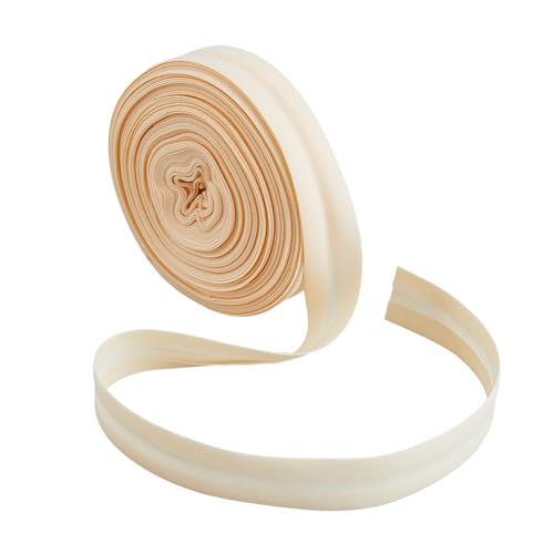 Hobbspring 20m Einfach Gefaltetes Schrägband 20mm Breit Beige Vorgefaltete Bindeband Polyester Natürliches Schrägband Saumband Zum Nähen Dekoration Säumen Und Nähen von Hobbspring