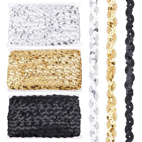 Hobbspring 3 Farben 15m Strassbesatz Band Polyester Mit Metallischen Pailletten Wellenband Gewebte Geflochtene Bordüre Glitzerband Basteln Nähen Kleidung Home Party Deko Hobbspring 3 Farben 15m Strassbesatz Band Polyester Mit Metallischen Pailletten Wellenband Gewebte Geflochtene Bordüre Glitzerband Basteln Nähen Kleidung Home Party Deko von Hobbspring