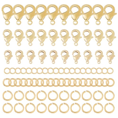 Hobbspring 30 Stück Karabinerverschlüsse Zur Schmuckherstellung 3 Arten von Karabinerverschlüssen Und 60 Stück Offene Biegeringe Im Set 14 Karat Vergoldeter Messing Schmuckverschluss Hobbspring 30 Stück Karabinerverschlüsse Zur Schmuckherstellung 3 Arten von Karabinerverschlüssen Und 60 Stück Offene Biegeringe Im Set 14 Karat Vergoldeter Messing Schmuckverschluss von Hobbspring