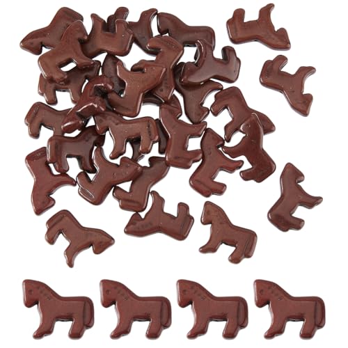 Hobbspring 30 Stück Synthetische Türkisperlen Pferdeanhänger Braune Zuni Pferdeperlen Vintage Gravur Wildwest Schmuckperlen Für Halsketten Armbänder Ohrringe DIY Bastelarbeiten von Hobbspring